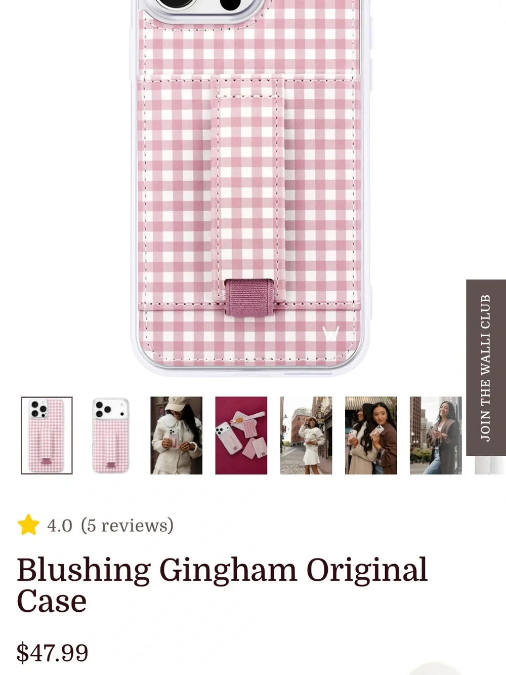 Pink Gingham Walli iPhone 16 plus case